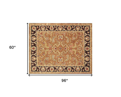 5' X 8' Brown Oriental Hand Tufted Non Skid Area Rug