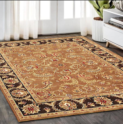 5' X 8' Brown Oriental Hand Tufted Non Skid Area Rug