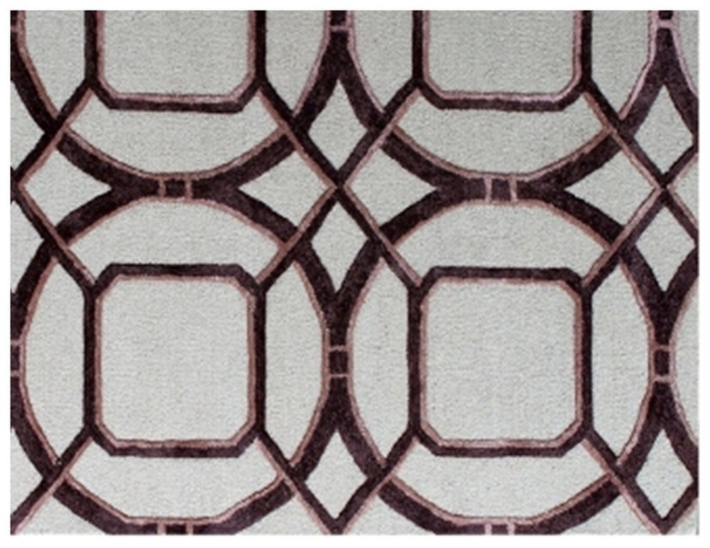 5' X 8' Silver Abstract Geometric Hand Tufted Non Skid Area Rug