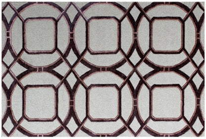 5' X 8' Silver Abstract Geometric Hand Tufted Non Skid Area Rug