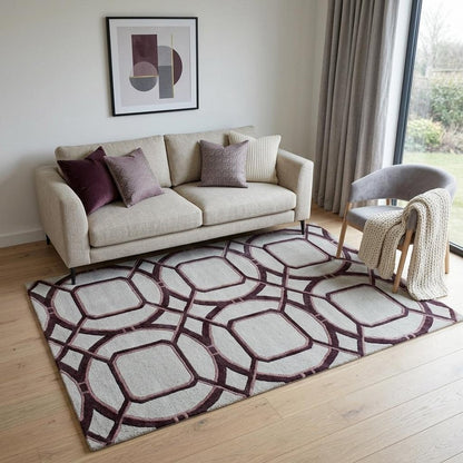 5' X 8' Silver Abstract Geometric Hand Tufted Non Skid Area Rug