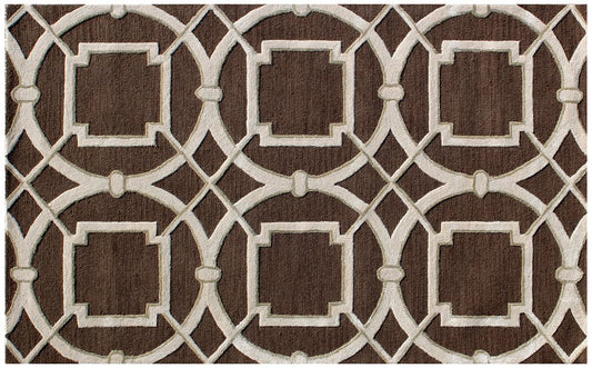 5' X 8' Brown and Ivory Abstract Geometric Hand Tufted Non Skid Area Rug