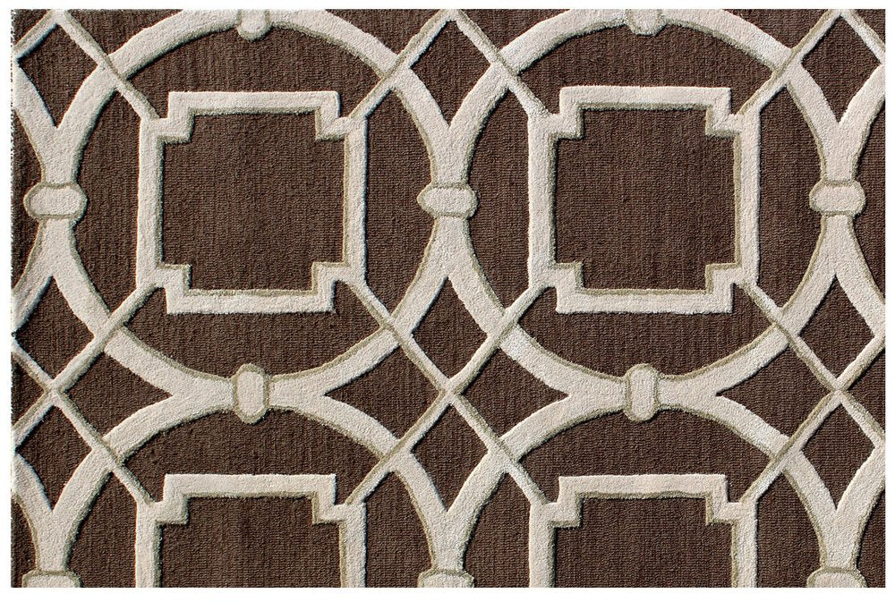 5' X 8' Brown and Ivory Abstract Geometric Hand Tufted Non Skid Area Rug
