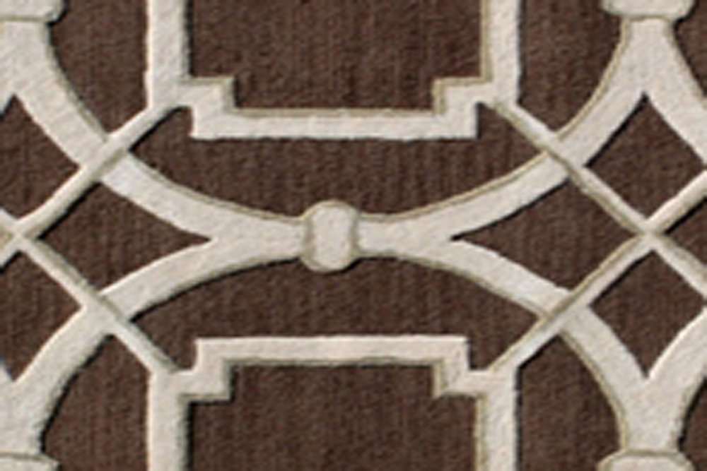 5' X 8' Brown and Ivory Abstract Geometric Hand Tufted Non Skid Area Rug