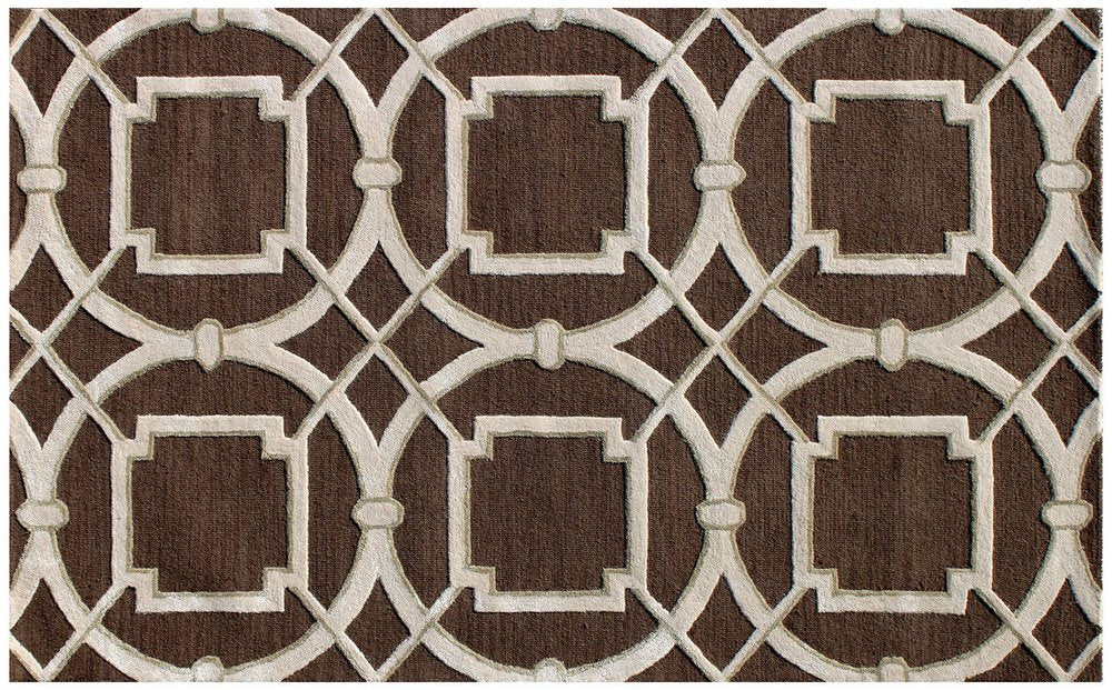 5' X 8' Brown and Ivory Abstract Geometric Hand Tufted Non Skid Area Rug