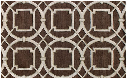 5' X 8' Brown and Ivory Abstract Geometric Hand Tufted Non Skid Area Rug
