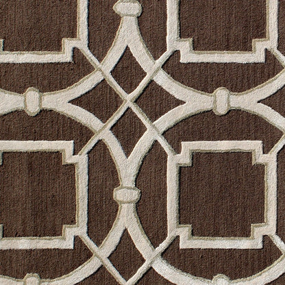 5' X 8' Brown and Ivory Abstract Geometric Hand Tufted Non Skid Area Rug
