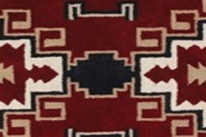 5' X 8' Red and Beige Southwestern Hand Tufted Non Skid Area Rug