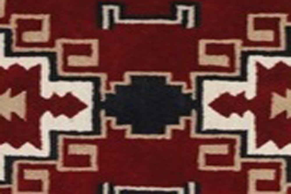 5' X 8' Red and Beige Southwestern Hand Tufted Non Skid Area Rug