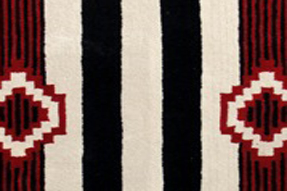 8' X 11' Ivory and Black Southwestern Hand Tufted Non Skid Area Rug