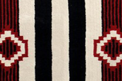 8' X 11' Ivory and Black Southwestern Hand Tufted Non Skid Area Rug