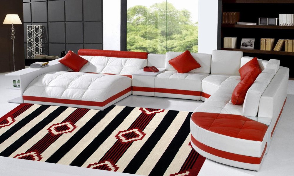 8' X 11' Ivory and Black Southwestern Hand Tufted Non Skid Area Rug