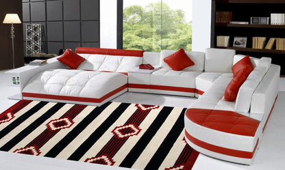 8' X 11' Ivory and Black Southwestern Hand Tufted Non Skid Area Rug