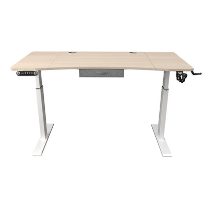 55" Adjustable Oak and White Standing Desk