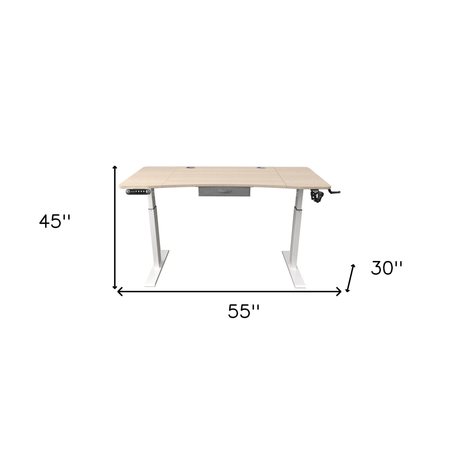 55" Adjustable Oak and White Standing Desk