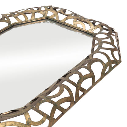 35" Bronze Octagonal Steel Framed Accent Mirror
