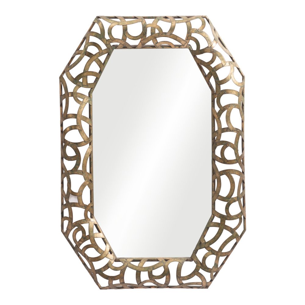 35" Bronze Octagonal Steel Framed Accent Mirror