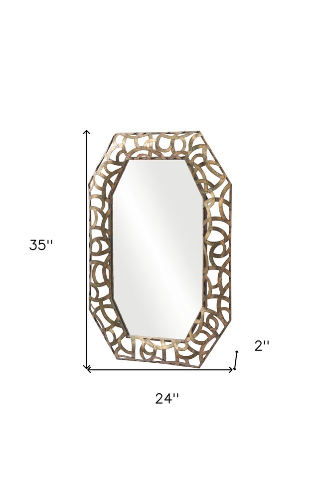 35" Bronze Octagonal Steel Framed Accent Mirror