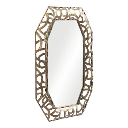 35" Bronze Octagonal Steel Framed Accent Mirror
