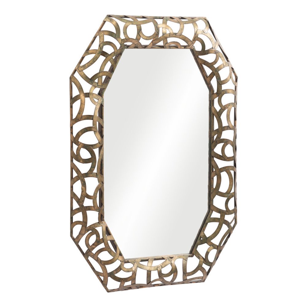 35" Bronze Octagonal Steel Framed Accent Mirror
