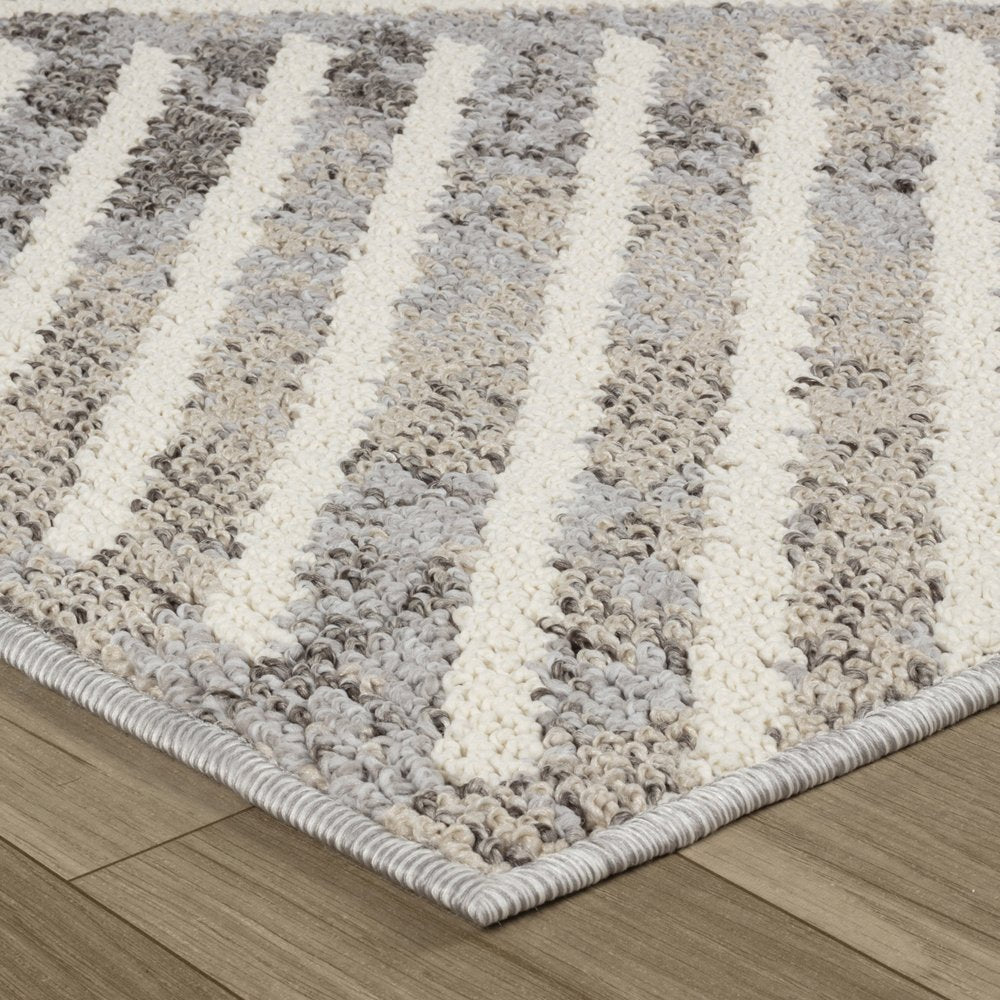8' Gray And Beige Abstract Distressed Runner Rug