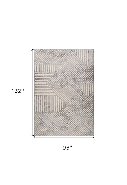 8' X 11' Gray and Beige Abstract Distressed Area Rug