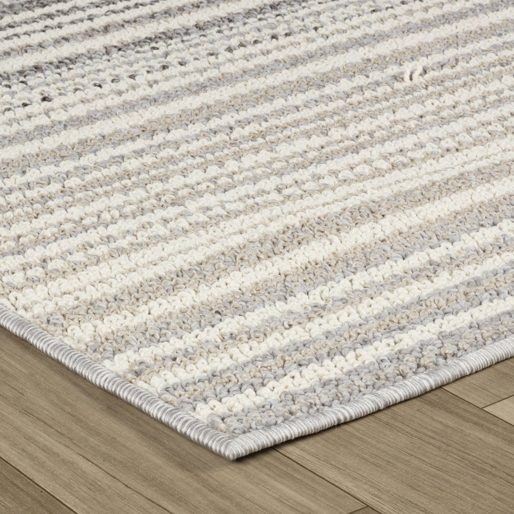 8' Gray And Beige Abstract Distressed Runner Rug