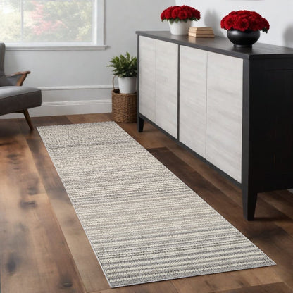 8' Gray And Beige Abstract Distressed Runner Rug