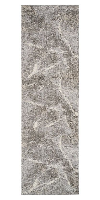 8' Gray And Beige Abstract Distressed Runner Rug