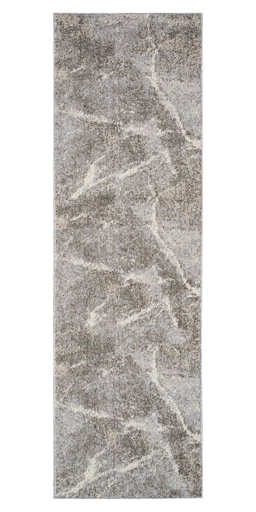 8' Gray And Beige Abstract Distressed Runner Rug