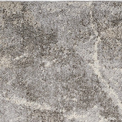 8' Gray and Beige Abstract Distressed Area Rug