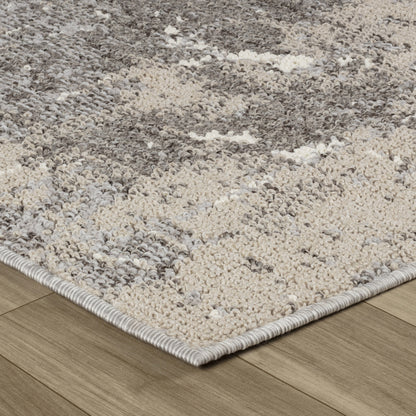 8' Gray and Beige Abstract Distressed Area Rug