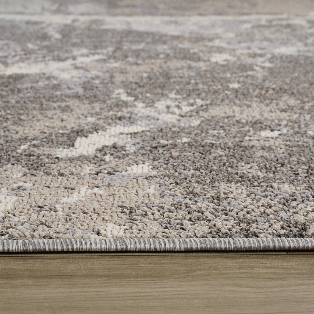 8' Gray and Beige Abstract Distressed Area Rug