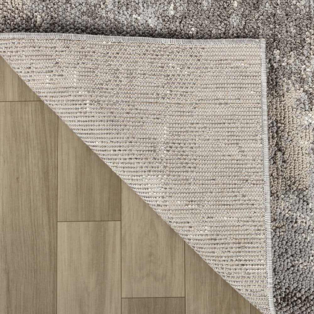 8' Gray And Beige Abstract Distressed Runner Rug