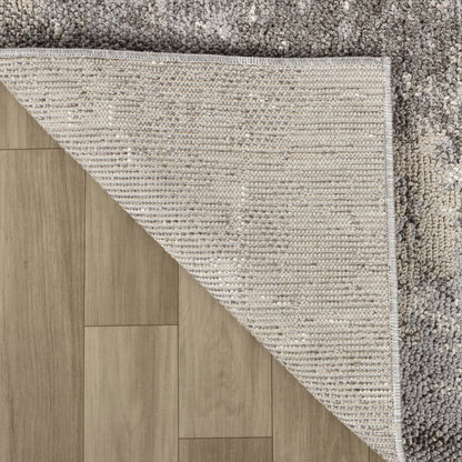 8' Gray And Beige Abstract Distressed Runner Rug