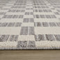 8' Gray And Beige Checkered Distressed Runner Rug