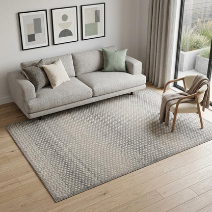 5' X 8' Gray and Beige Checkered Distressed Area Rug