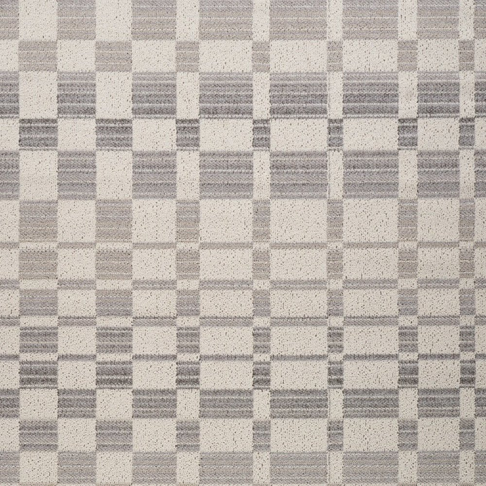 8' X 11' Gray and Beige Checkered Distressed Area Rug