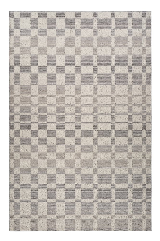 8' X 11' Gray and Beige Checkered Distressed Area Rug
