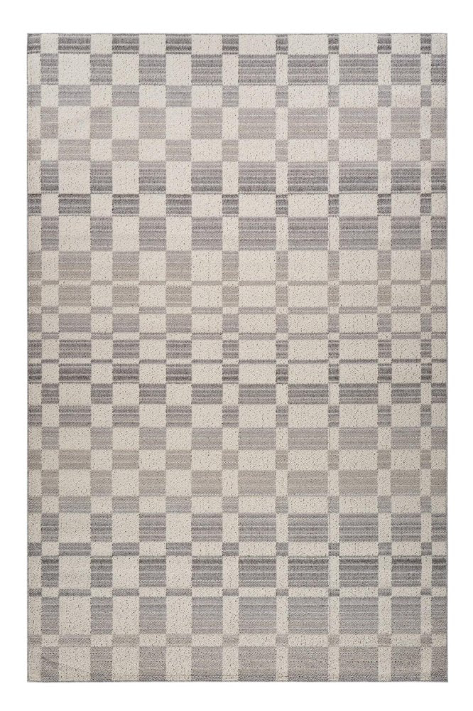 8' X 11' Gray and Beige Checkered Distressed Area Rug