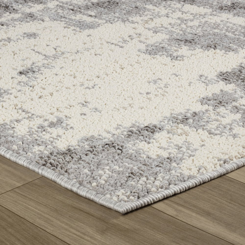 8' Gray And Beige Abstract Distressed Runner Rug
