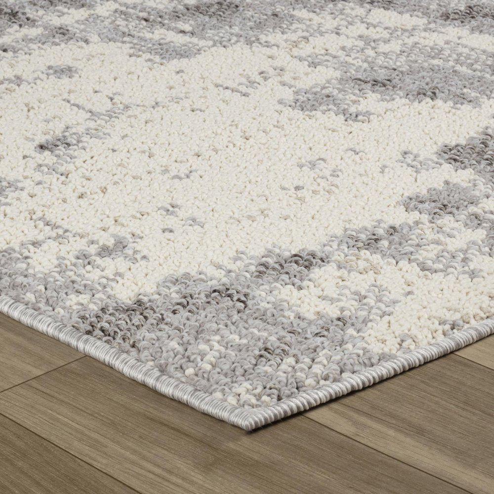 8' Gray And Beige Abstract Distressed Runner Rug
