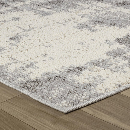 8' Gray And Beige Abstract Distressed Runner Rug