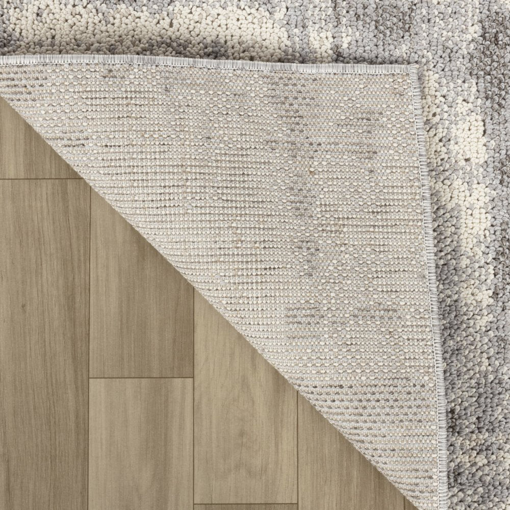 8' Gray And Beige Abstract Distressed Runner Rug