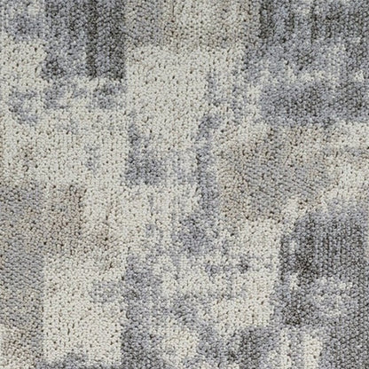 8' Gray And Beige Abstract Distressed Runner Rug