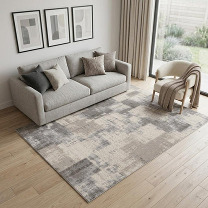 5' X 8' Gray and Beige Abstract Distressed Area Rug