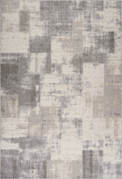 7' X 10' Gray and Beige Abstract Distressed Area Rug