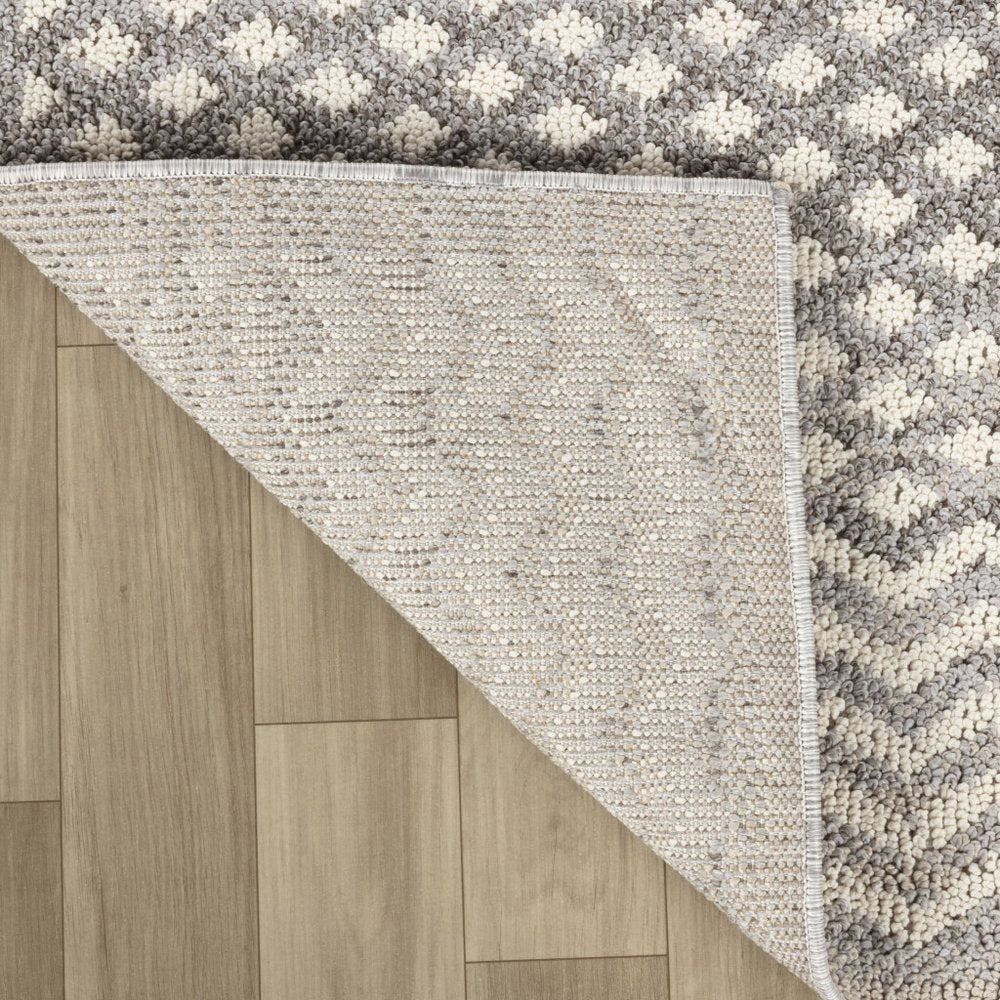 8' Gray And Beige Moroccan Distressed Runner Rug