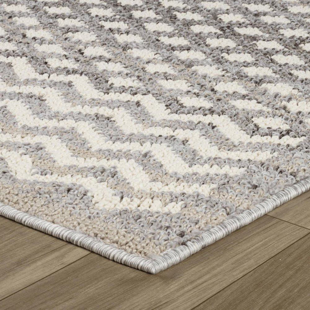 8' Gray And Beige Moroccan Distressed Runner Rug