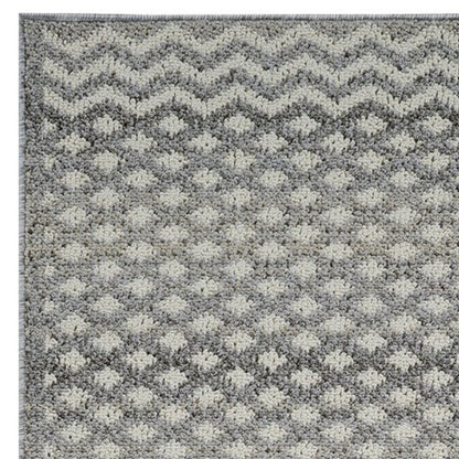 8' Gray And Beige Moroccan Distressed Runner Rug